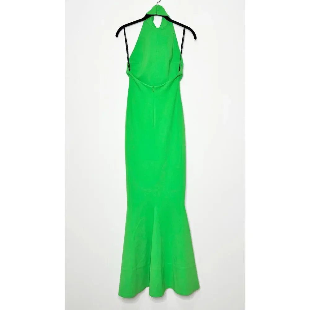 Solace London Lula Midi Dress Gown Formal Mermaid Vibrant Lime Green Size US 4 - Picture 7 of 11